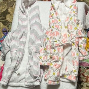 Cozy Kids Bath robes Set - Pink, gray and White